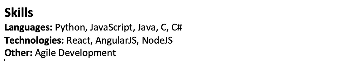 Resume skills section